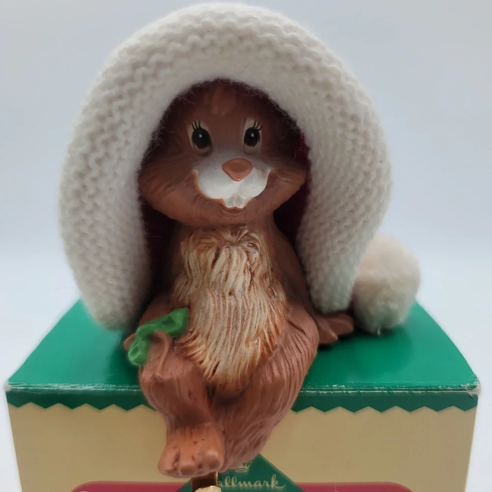 Vintage 1985 Hallmark Merry Mouse Christmas Stocking Hanger Mantel Hook QSH813-2
